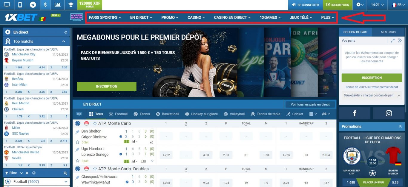 L'Offre de 1xBet Paris Sportif en Ligne